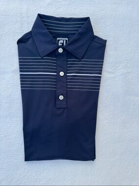 FootJoy Men’s Navy Striped Performance Golf Polo M
